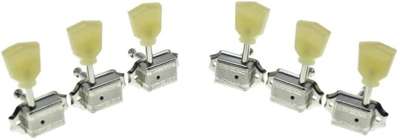 WILKINSON Nickel with Vintage Button 3x3 Deluxe Vintage Tuners Guitar Tuning Keys Machine Heads with Plastic Keystone Buttons for Les Paul/SG/ES, (K1948) - Image 2